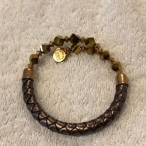 Alex and Ani wrap bracelet leather with gold beads